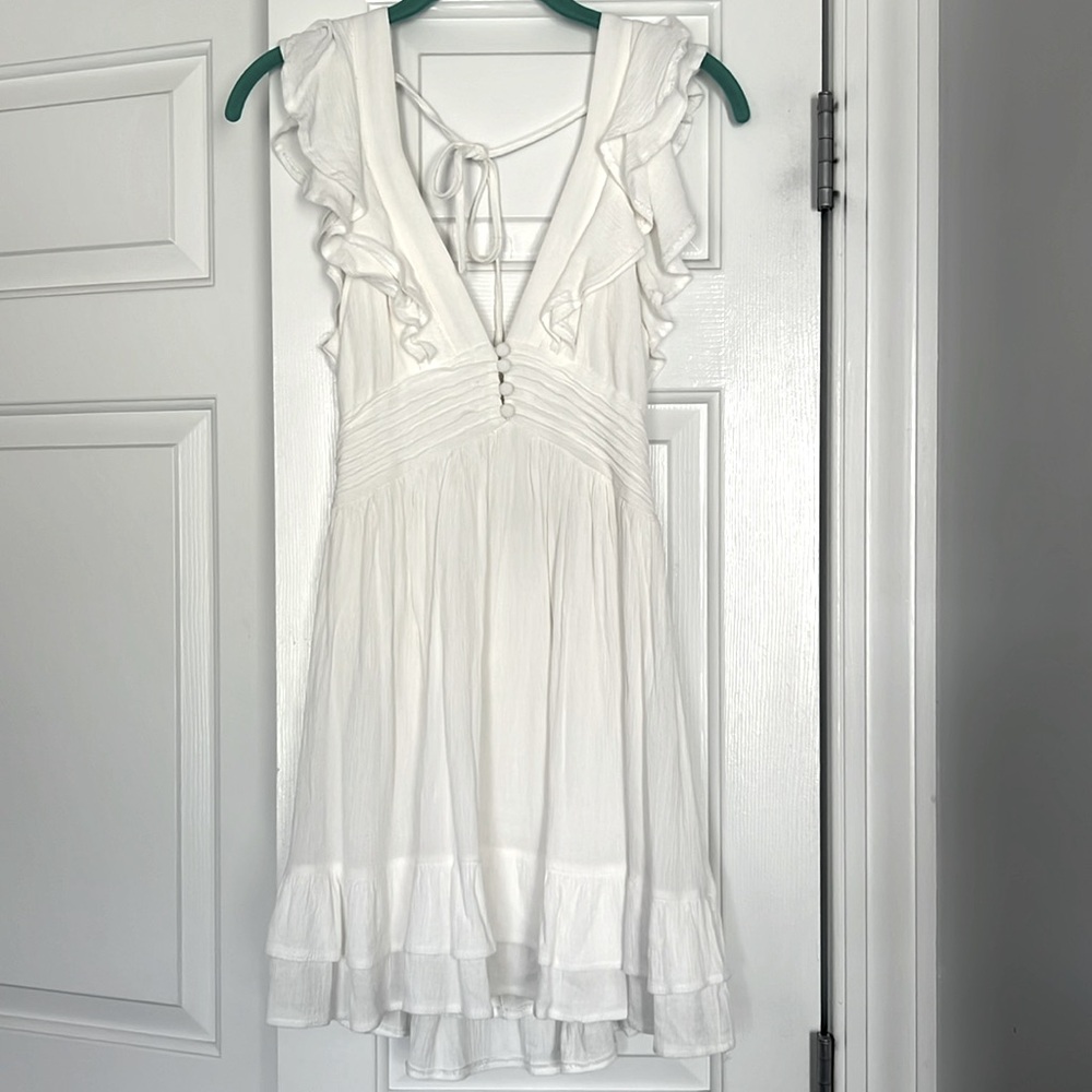 White flowy backless dress